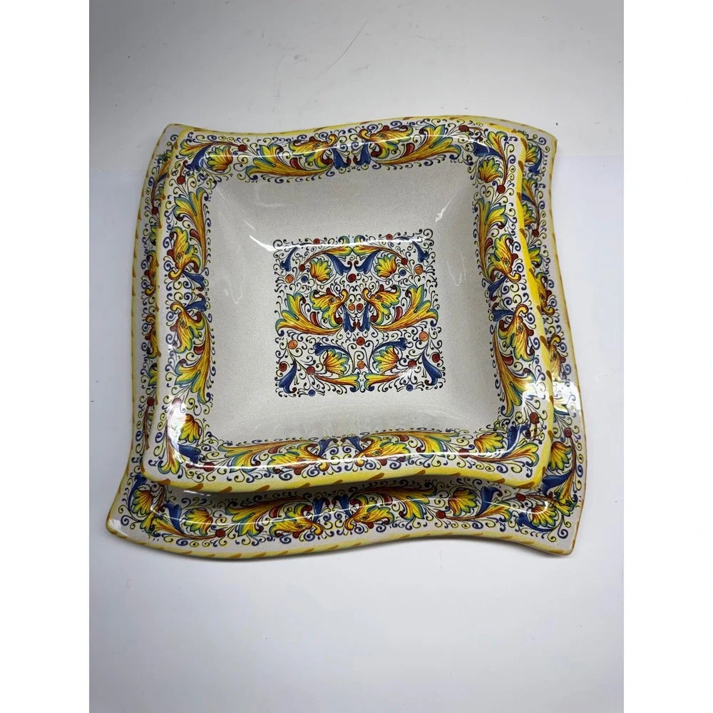 VIN Meridiana Ceramiche Italy Raffaellesco Serving Set Platter and Bowl Majolica